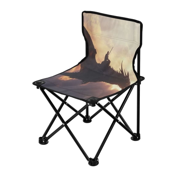 Outdoor Folding Chair 14.46x14.46x22.83 Inches, Camping Folding Chair Easy to Carry Ideal for Outdoor Picnics Camping Park Fishing Warrior Dragon