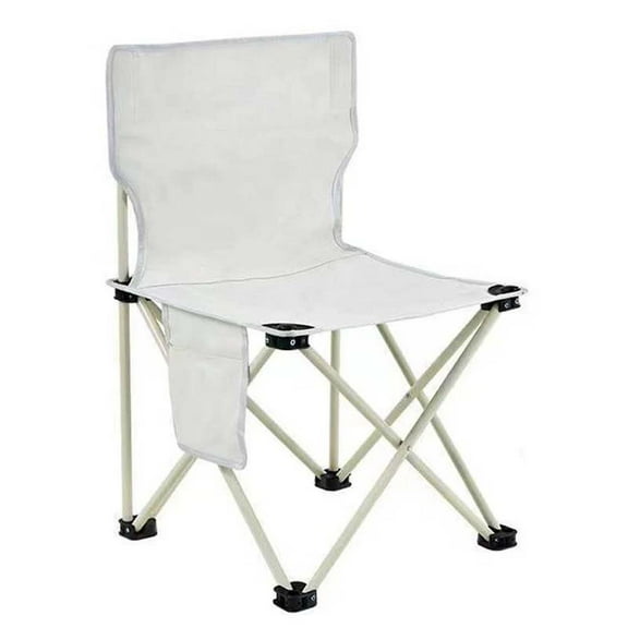 Outdoor Folding Chair Portable Camping Picnic | Foldable Steel Frame Leisure Seat with Backrest | Side Pocket Storage | Carry Bag Included | Black/White | Iron & Fabric | Compact Design