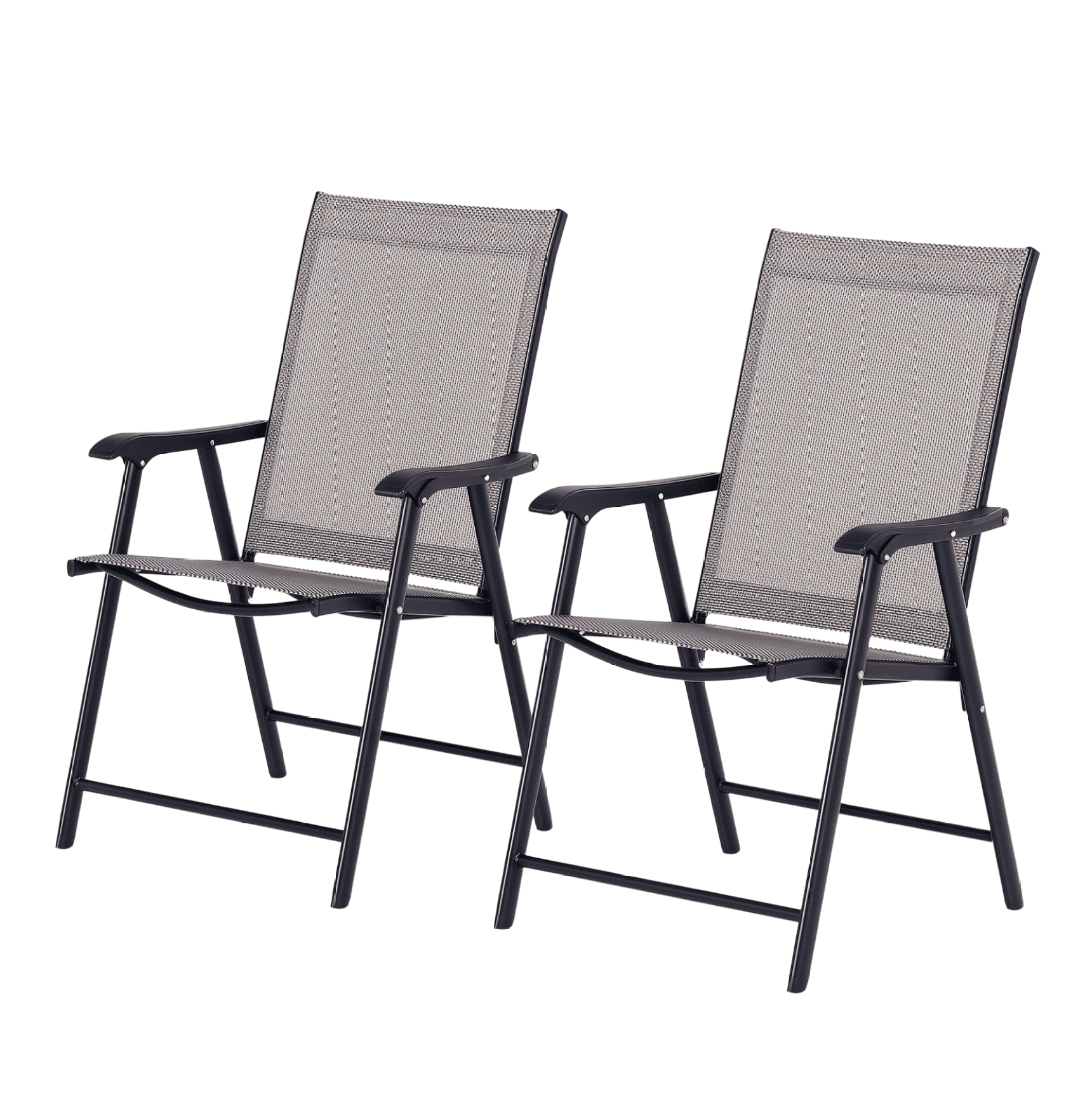 Outdoor Folding Chairs Set of 2, Stackable Patio Chairs with Armrests ...