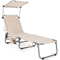 Outdoor Folding Chaise Lounge Portable Tanning Chair with 5 Adjustable