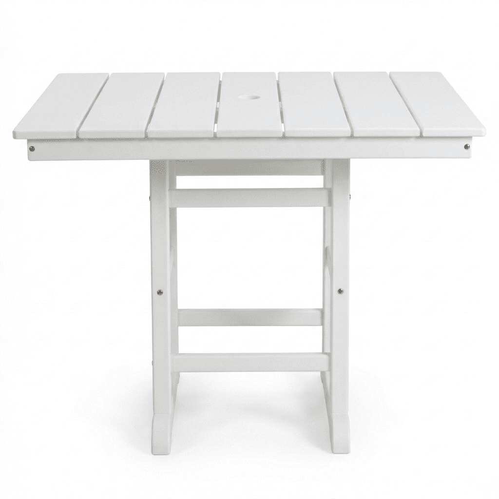 Outdoor Folding Dining Table, 37.8 Inch Square Table for Garden Backyard Patio, White