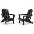 thumbnail image 1 of Outdoor Folding Plastic Adirondack Chair, Black - Set of 2, 1 of 1