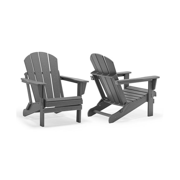Outdoor Folding Poly Adirondack Chair (Set of 2), Gray