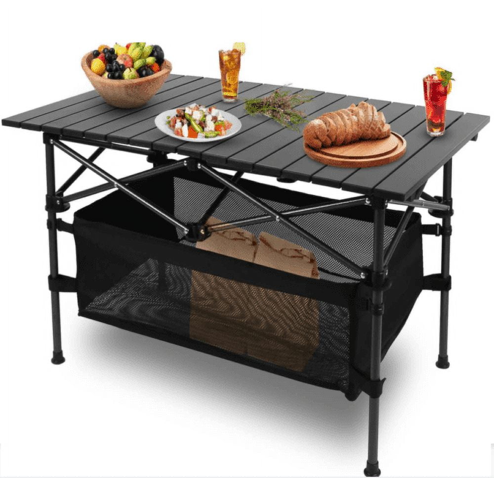 Outdoor Folding Portable Picnic Camping Table, Aluminum Roll-up Table ...