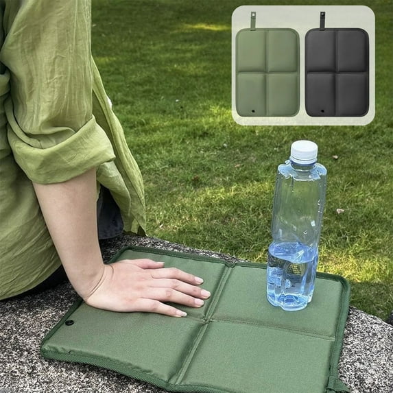 Outdoor Folding Seat Cushion | Waterproof Foam Pad for Grass, Park or Bus | Portable Lightweight Mat, Black Green, 37x27.5cm | Cool Proof, Damp-Proof Field Butt Pad, Compact for Hiking, Camping
