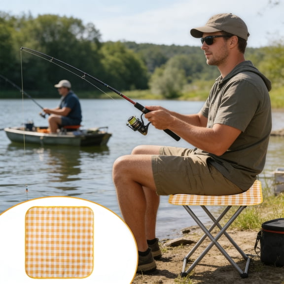 Outdoor Folding Seat Pad, Rvkxad Waterproof Moistureproof Portable Camping Mat, Non-Slip Breathable Non-Woven Fabric Cushion for Spring Music Festivals Office Car Home, Yellow