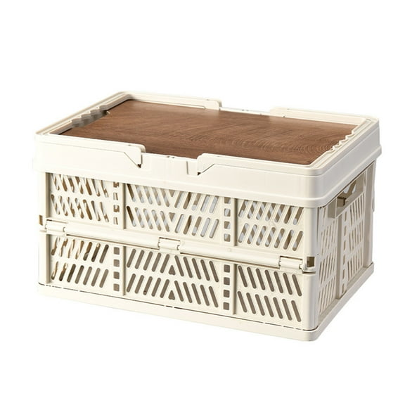 Outdoor Folding Stackable Storage Box with Tray Table Multifunctional Camping Organizer for Picnic,Fishing & Travel Waterproof Portable Delivery Tray (Choose Size S M)