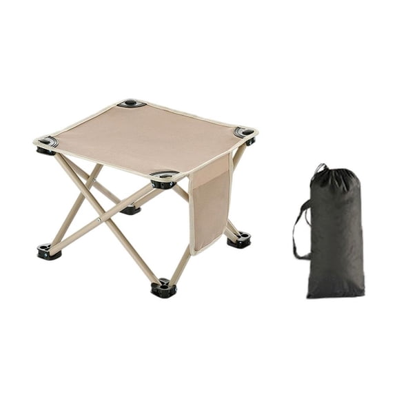 Outdoor Folding Stool Heavy Duty Portable Camping Seat, 265LBS Capacity Carbon Steel Frame, Double Layer 600D Oxford Cloth, Anti-Slip Feet with Side Pocket, Compact Travel Fishing Stool