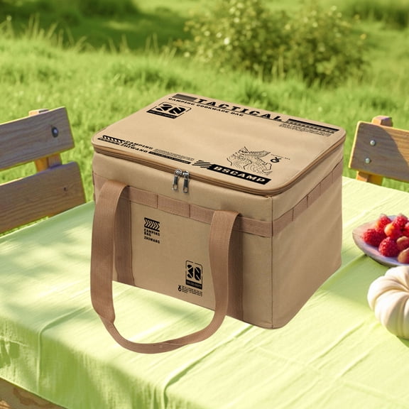 Outdoor Folding Storage Box Large Capacity 38L Camping Equipment • Oxford Cloth Waterproof • 14.9x11.8x10.2 inch Utility Tote for Tableware Kitchenware Field Gear