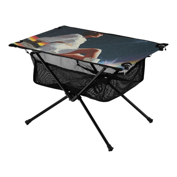 Outdoor Folding Table Portable Picnic Camping Table For Garden Fishing Beach 80s Vintage Collage Art Magazine Style