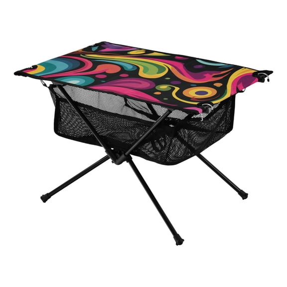 Outdoor Folding Table Portable Picnic Camping Table For Garden Fishing Beach Abstract Vector Colorful Swirl