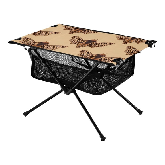 Outdoor Folding Table Portable Picnic Camping Table For Garden Fishing Beach Leopard Print Bat Pattern