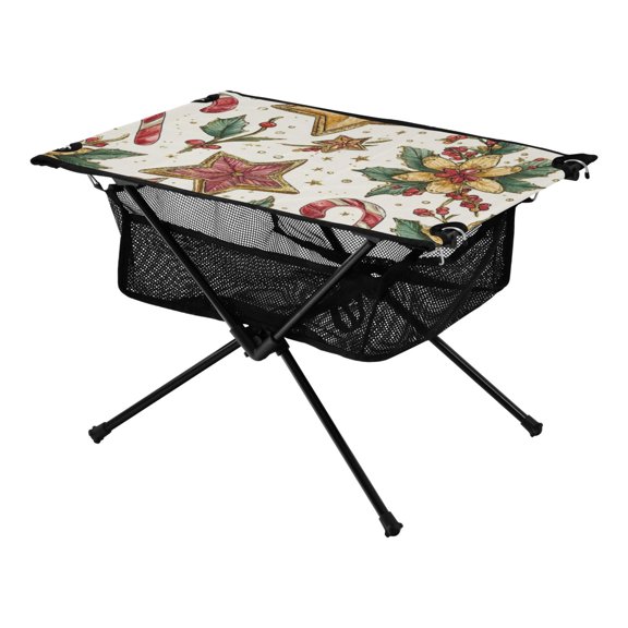 Outdoor Folding Table Portable Picnic Camping Table For Garden Fishing Beach Red Bows