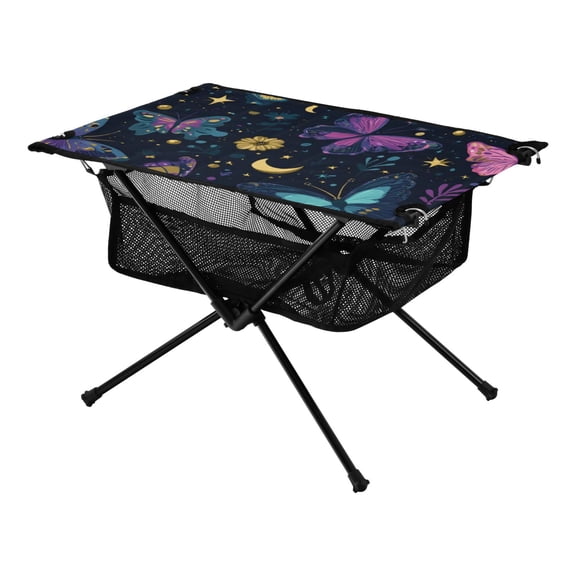 Outdoor Folding Table Portable Picnic Camping Table For Garden Fishing Beach Seamless Pattern with Butterflies