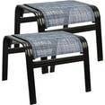 thumbnail image 1 of Outdoor Footstools for Patio,Textile Ottomans Metal Dining Footrests Stack Chairs for Lawn,Garden or Porch 2 Set Blue, 1 of 6