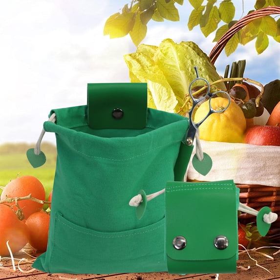 Outdoor Foraging Bag Leather Waxed Canvas Foraging Pouch Leather Belt Pouch Fruit Picking Bag For Camping Outdoor Waist Hanging Tool Bag, Storage Bag, Large Storage Basket