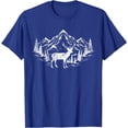 thumbnail image 1 of Outdoor Forest Animal Wildlife Mountains Nature Trees Deer Softstyle Unisex T-Shirt,Royal Blue Color,Size YXS, 1 of 5