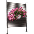 thumbnail image 1 of Outdoor Freestanding Privacy Screen, 43" W x 59" H Metal Slatted Decorative Panel With Stand, Brown Backyard Screen for Garden Patio, 1 of 16