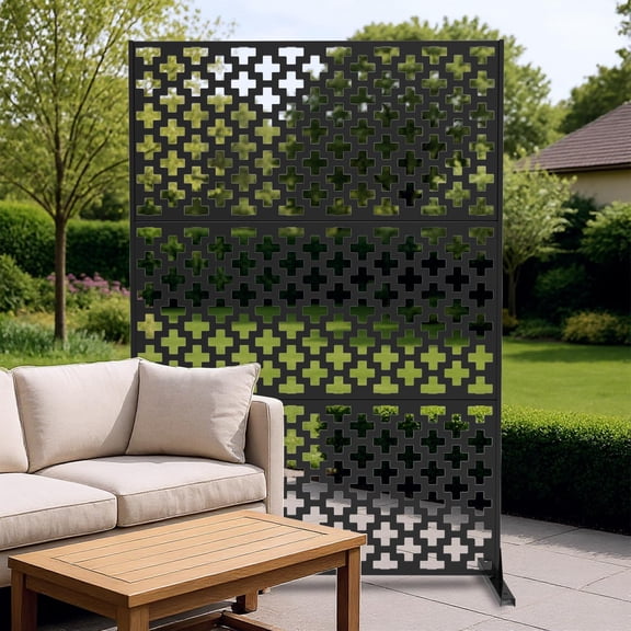 Outdoor Freestanding Screen Panels, Balcony Privacy Screen – Freestanding Galvanized Steel, Rustproof Divider for Patio, Apartment, Deck, Garden, Backyard