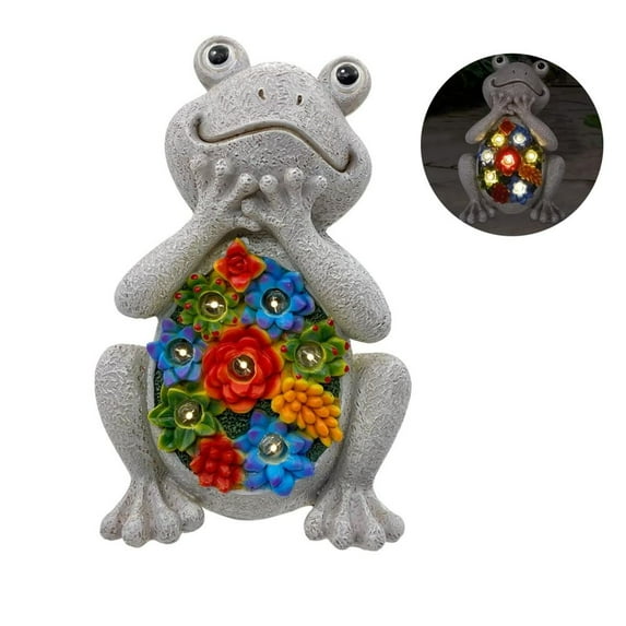 Radiant Solar Garden Statue, Waterproof Outdoor Lawn Decor, Frog Figurine with 7 LED Lights, Resin Craftsmanship, Unique Garden Gift, Up to 8 Hours Runtime