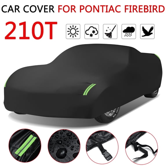 Outdoor Full Car Cover Fits for Pontiac Firebird 1967-2002 Automobiles Waterproof Dust-proof UV Resistant with Safety Reflective Tape All Weather, Black