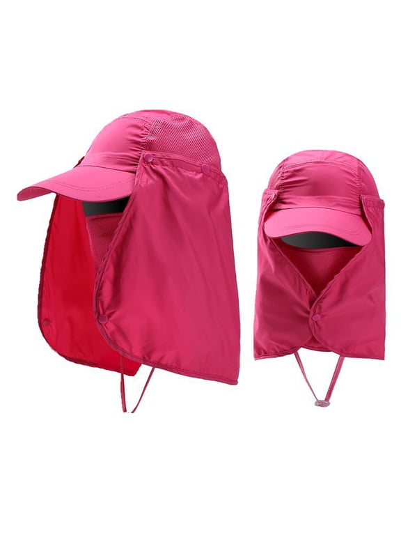 Outdoor Full Coverage Uv Protection Sun Hat with Neck & Face Flap Quick Dry Fishing Hat for Men Women Outdoor Uv Sun Protection Wide Brim Hat with Face Cover & Neck Flap Hot Pink One Size