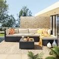 thumbnail image 1 of Outdoor Furniture All-Weather Sectional Wicker Sofa Set with Washable Cushions and Coffee Table, 6 Pcs Outdoor PE Rattan All Weather Conversation Set for Patio Deck Garden Poolside Yard, 1 of 8