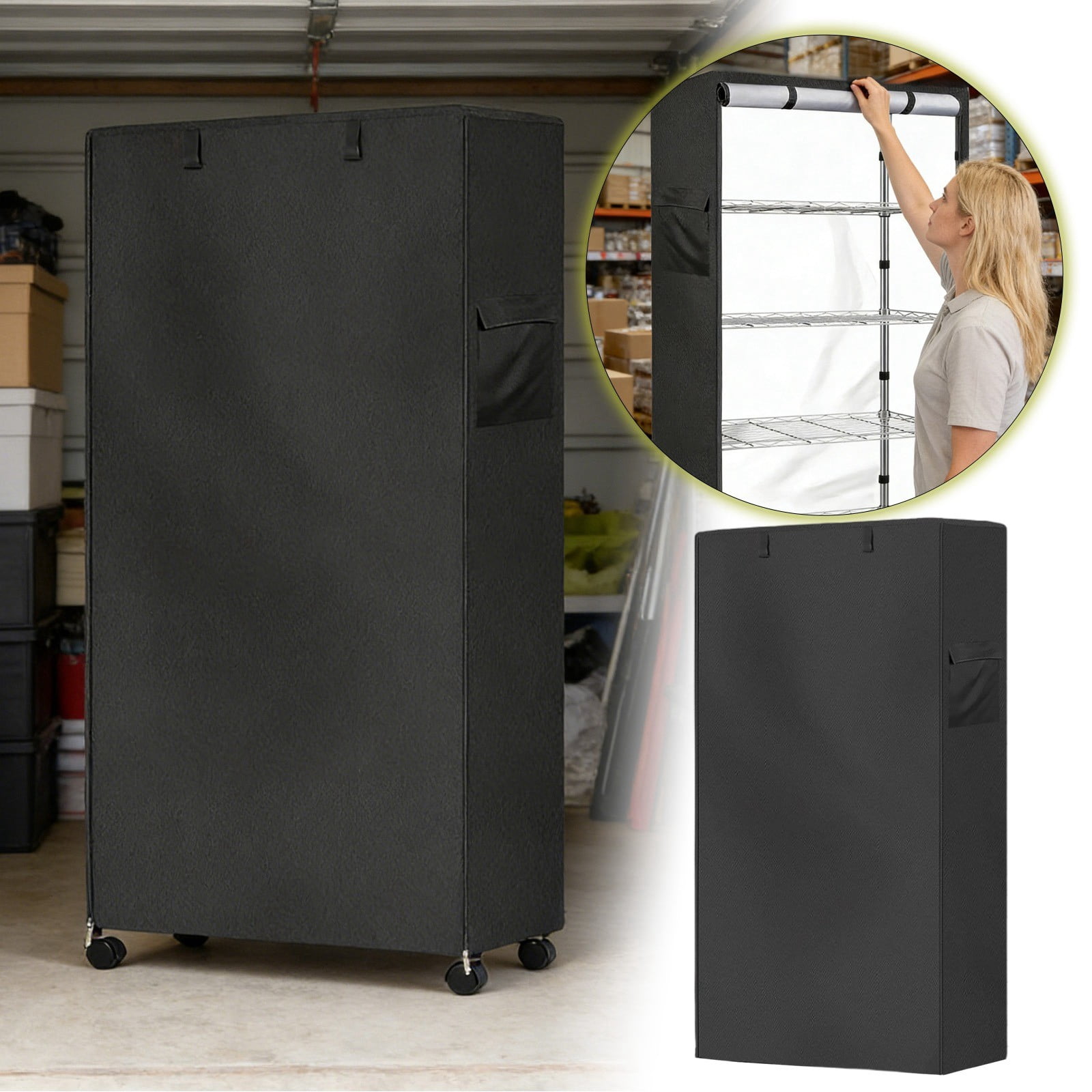 Outdoor Furniture Cover, Waterproof Patio Furniture Cover for Lawn and Garden, Heavy Duty UV-Proof Breathable Dust-Resistant Protector for Storage Shelf (Black1)