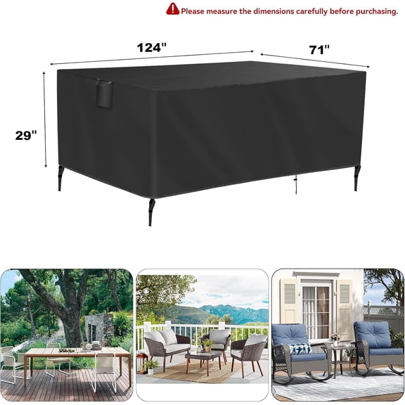 Outdoor Furniture Covers Heavy-Duty 420D Waterproof Cover,All-Weather  Furniture Protector for Sofa,Chairs & Table--Resistant,Anti-Tear Dustproof Covers (Black, 124"L x 71"W x 29"H)