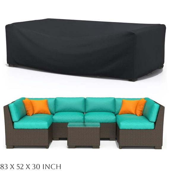 Outdoor Furniture Covers for Patio Furniture, Table Cover Patio Covers for Outdoor Furniture 420D Oxford Anti-UV Waterproof, Windproof for Patio, Lawn and Garden(83 x 52 x 30 inch, Black)