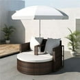 thumbnail image 1 of Outdoor Furniture Lounge Set with Parasol Poly Rattan - Brown, 1 of 1