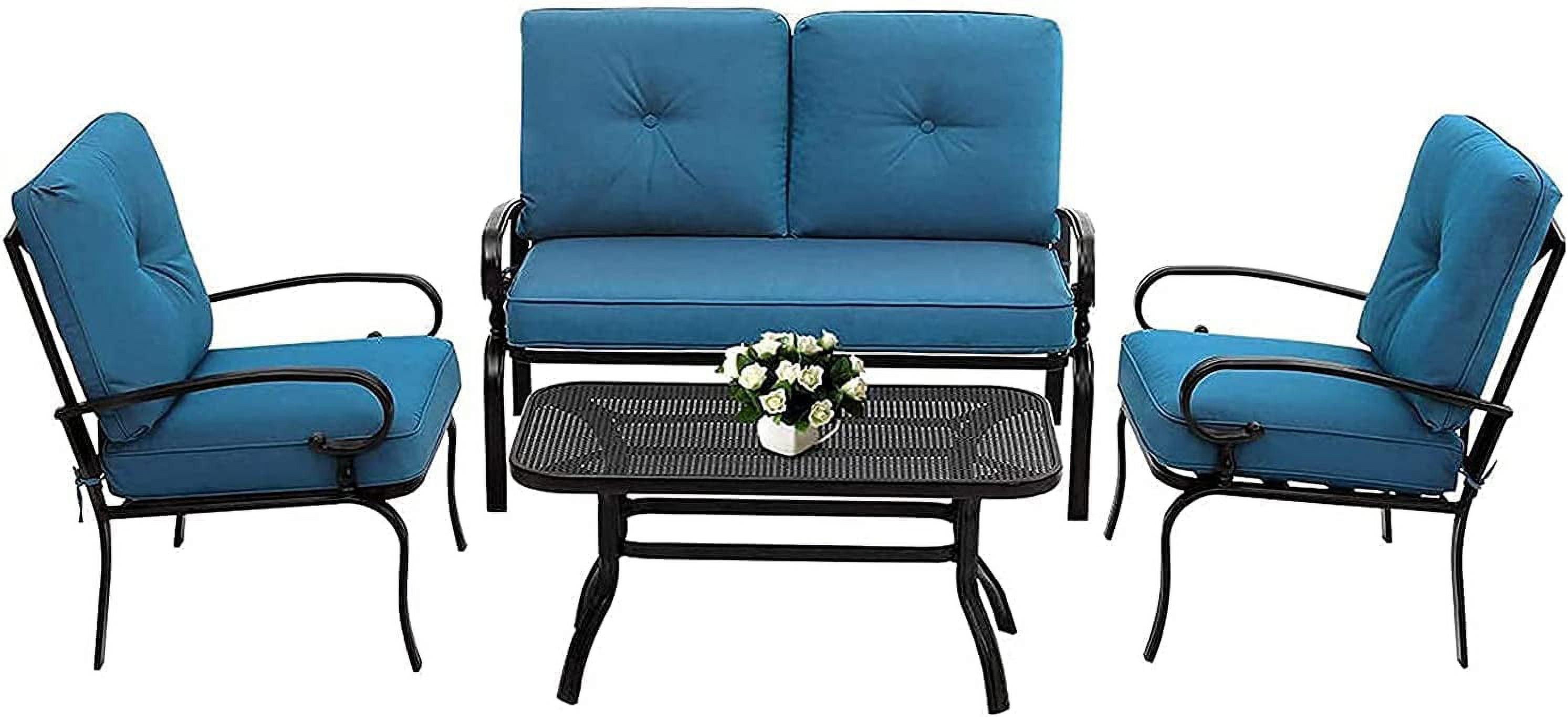 Outdoor Furniture Patio Conversation Set Loveseat 2 Chairs Coffee Table