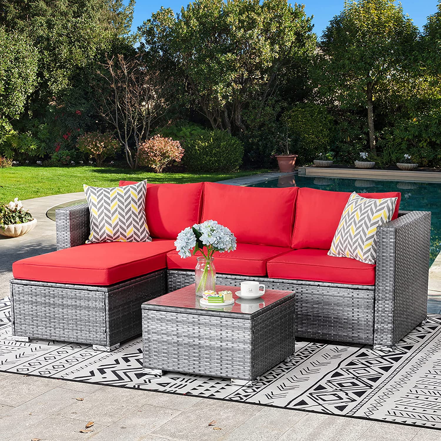 Outdoor Furniture Patio Sets Low Back AllWeather Small Rattan
