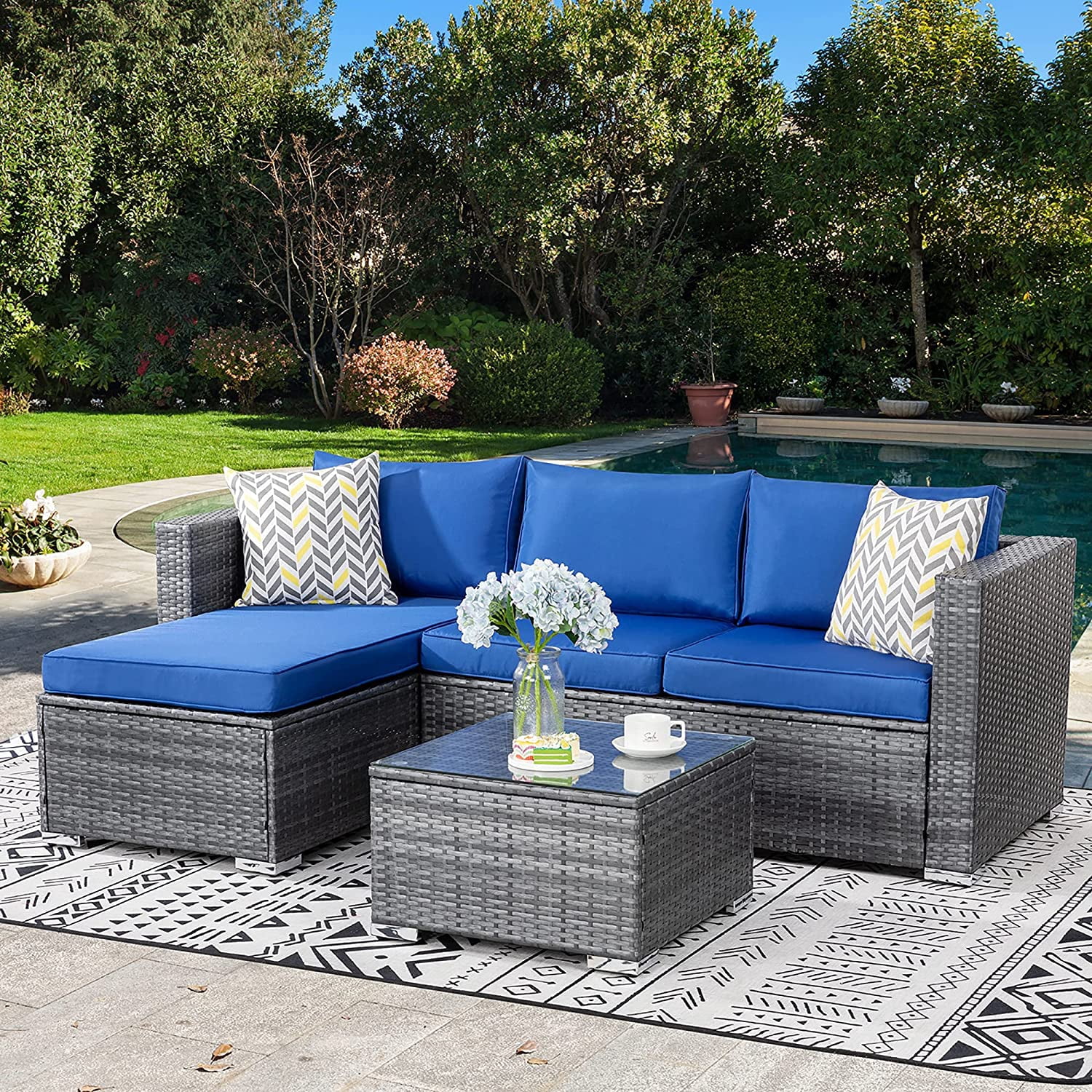 Outdoor Furniture Patio Sets Low Back AllWeather Small Rattan