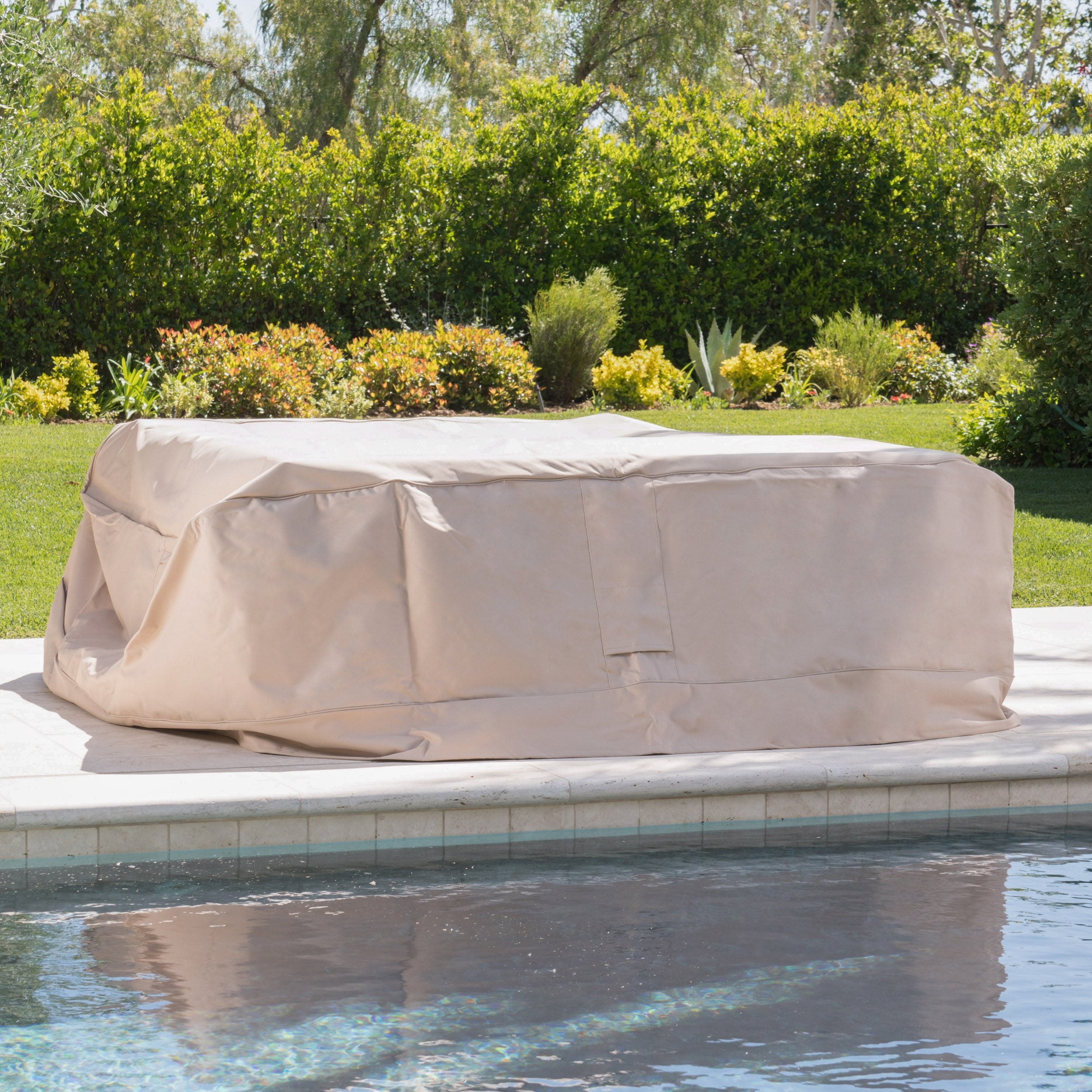 Outdoor Furniture Protective Cover, Waterproof Conversation Set Dust Cover for Patio Garden, Beige