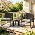 thumbnail image 1 of Patio Furniture Set, Outdoor Bistro Set for 2 with Rocking Chairs, Glass Coffee Table & Removable Cushion for Garden Backyard Balcony Lawn Pool, Gray, 1 of 11