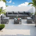 thumbnail image 1 of Outdoor Furniture Set, Patio Rattan Wicker Furniture Conversation Set with Cushions and Coffee Table, Garden Terrace Deck Sectional Sofa Set, 1 of 8
