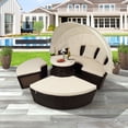 thumbnail image 1 of Outdoor Furniture Sets, Patio Daybed with Retractable Canopy Cushions and Height Adjustable Table, Sectional Sofa Set for Poolside Garden Backyard Indoor and Outdoor, Beige, LJ3582, 1 of 10