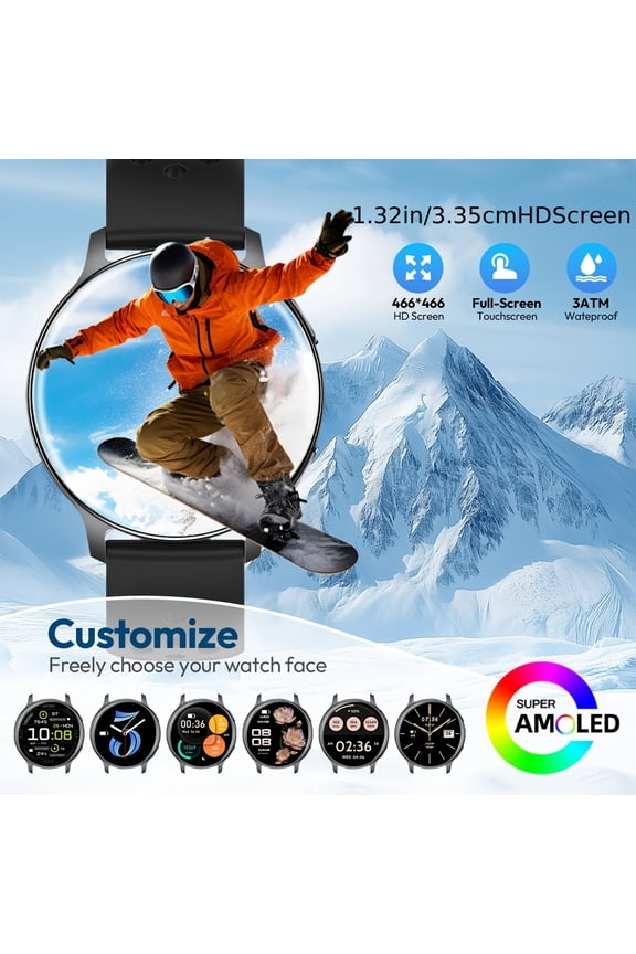 Outdoor GPS Smart Watches with Independent Navigation & Full-View AMOLED Screen - Built-in Altimeter, Barometer, Compass, LED Flashlight, Weather Forecast, Your All-Terrain Guide