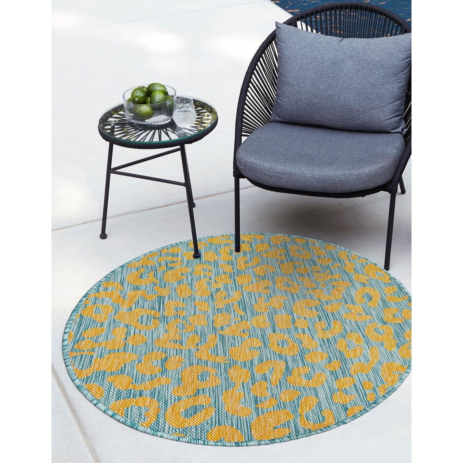 Outdoor Gallery Collection Area Rug Blue Yellow - 13' Round - Walmart.com