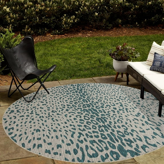 Outdoor Gallery Collection Area Rug Teal - 10' Round