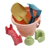 Outdoor Game For Kids 6PCS Sand Toys Set Beach Castle Bucket Shovel Rake Mold Digging Sand Kit Parent-Children Interactive pink