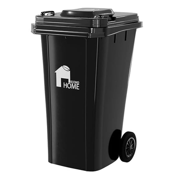 Outdoor Garbage Can with Lid - 32 Gallon Trash Can for Backyard, Deck, Garage - Dual Wheels, Extra Heavy-Duty, Durable Handle - Versatile Home & Storage Container - Black, 1-Pack