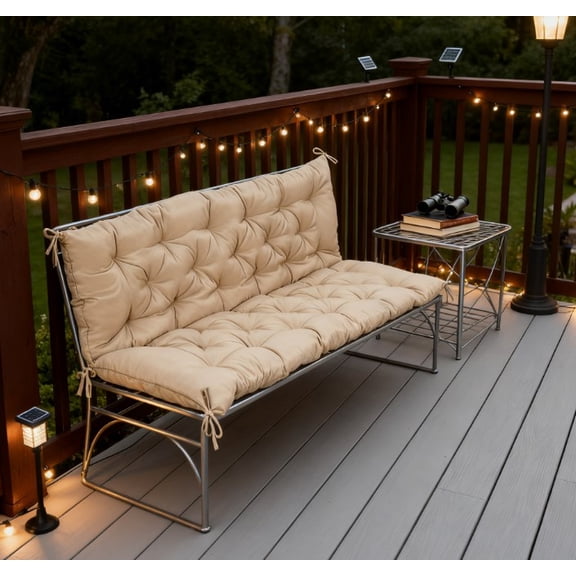 Outdoor Garden Accessories, 3-Seater Replacement for Swing Chair,Tufted Bench Cushion for Outdoor Furniture,Patio Sofa/Couch, Khaki Garden Accessories,Cotton,Polyester Backyard Garden Accessories