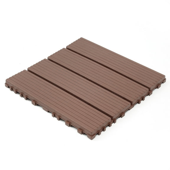 Outdoor Garden Accessories, Plastic interlocking decking tiles, 44 packs of terrace decking tiles, 12 inches x 12 inches waterproof for all-weather use, backyard pool decking tiles, Brown