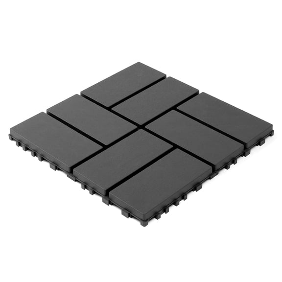Outdoor Garden Accessories, Plastic interlocking decking tiles, 44 packs of terrace decking tiles, 12 inches x 12 inches waterproof for all-weather use, backyard pool decking tiles, dark gray