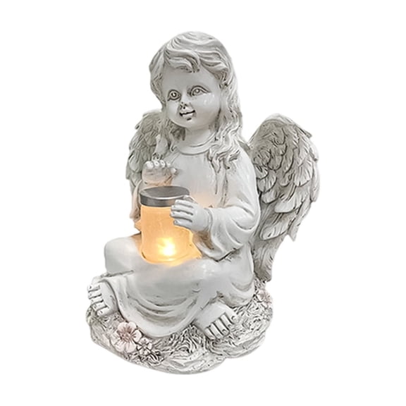 Outdoor Garden Angel Statue Resin Cherub Figurine Sitting with Book for Yard Patio Lawn Home Decoration Sculpture Ornament