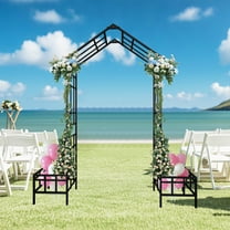 Outdoor Garden Arch Metal Garden Arch with Adjustable Width W68.11''~W94.29'' Climbing Plants Support Rose Arch Outdoor Black,Garden Trellis