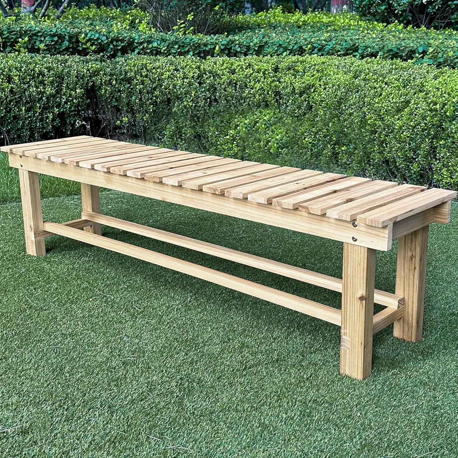 Outdoor Garden Bench, 2-Person Wood Patio Bench Weatherproof Outdoor ...