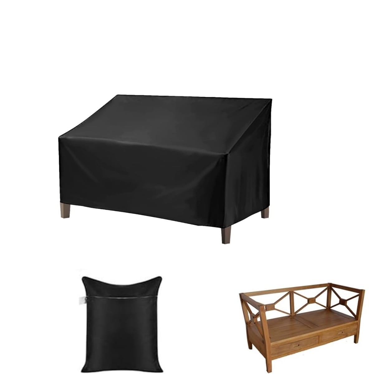 Outdoor Garden Bench Cover,1pcs Double Patio Oxford Chair Cover,QZS Waterproof Furniture Protector with Drawstring for Garden,Home,52.8x26x35"